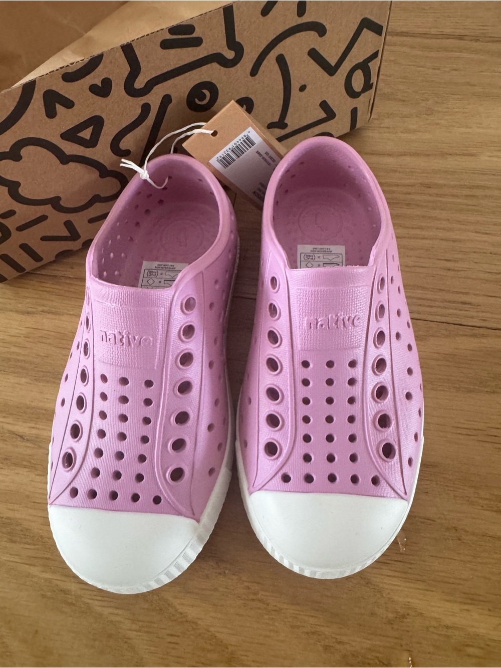 Native Kids Pink Slip-On Water Shoes with White Toe Cap